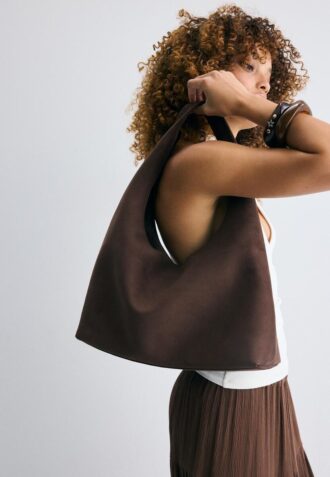 Faux Suede Shoulder Bag