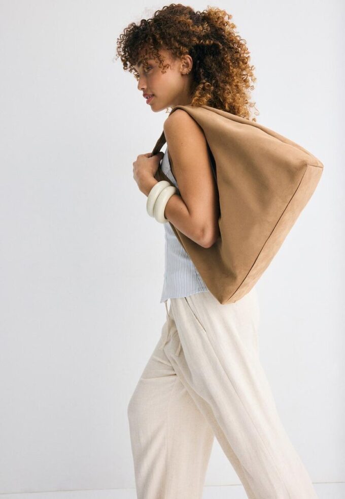 Faux Suede Shoulder Bag