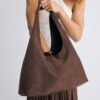 Faux Suede Shoulder Bag