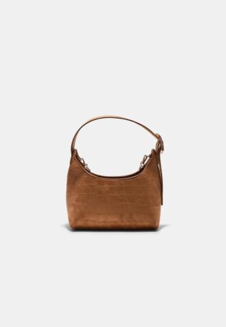 Faux Suede Shoulder Bag with Buckle Detail