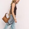 Faux Suede Shoulder Bag with Buckle Detail