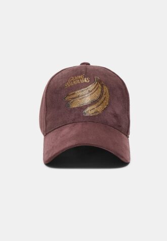 Faux Suede Slogan Cap