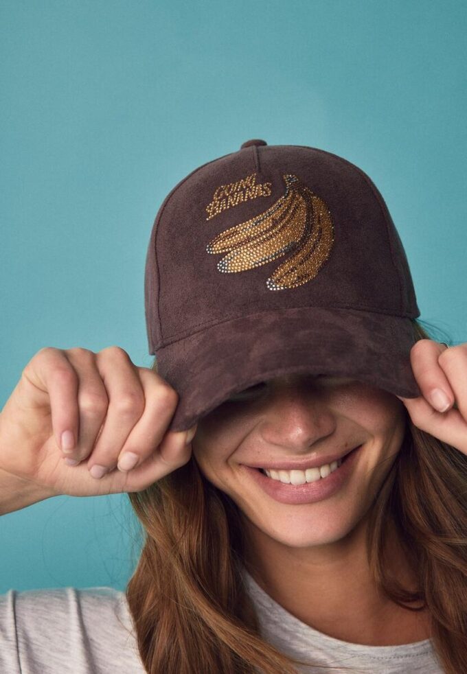 Faux Suede Slogan Cap