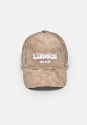 Faux Suede Slogan Cap
