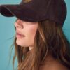 Faux Suede Slogan Cap