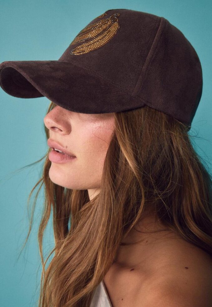 Faux Suede Slogan Cap