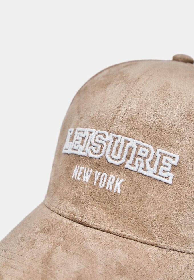 Faux Suede Slogan Cap