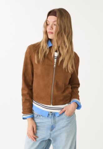 Faux Suede Zip-Up Jacket