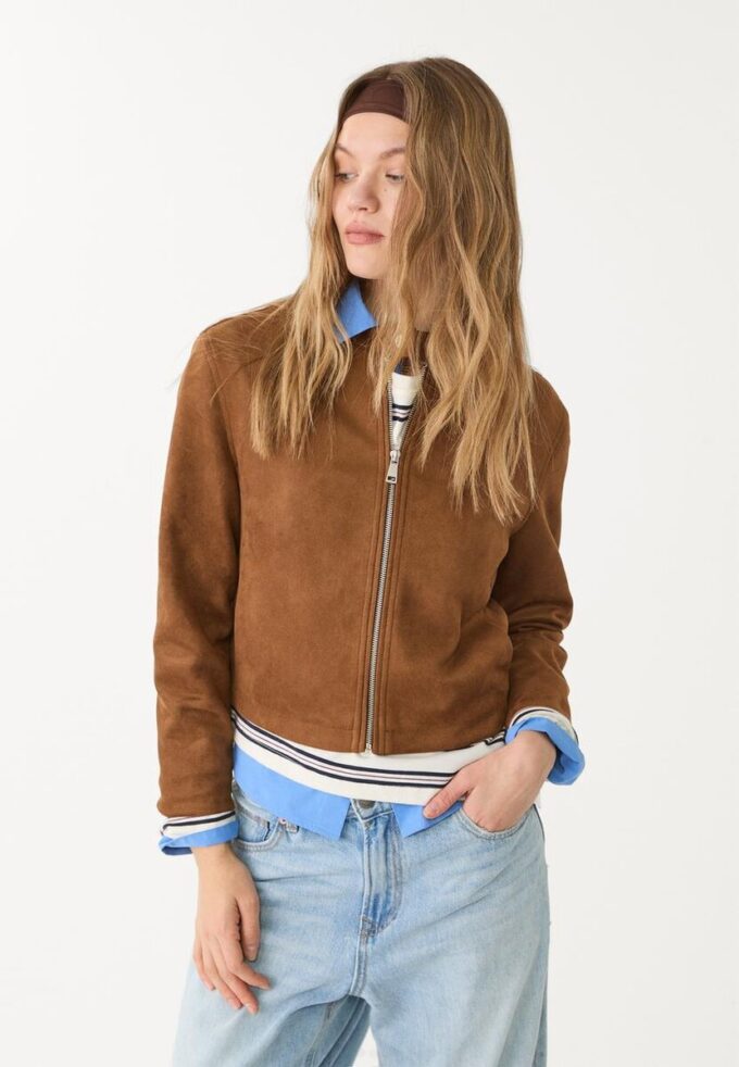 Faux Suede Zip-Up Jacket Faux Suede Zip-Up Jacket