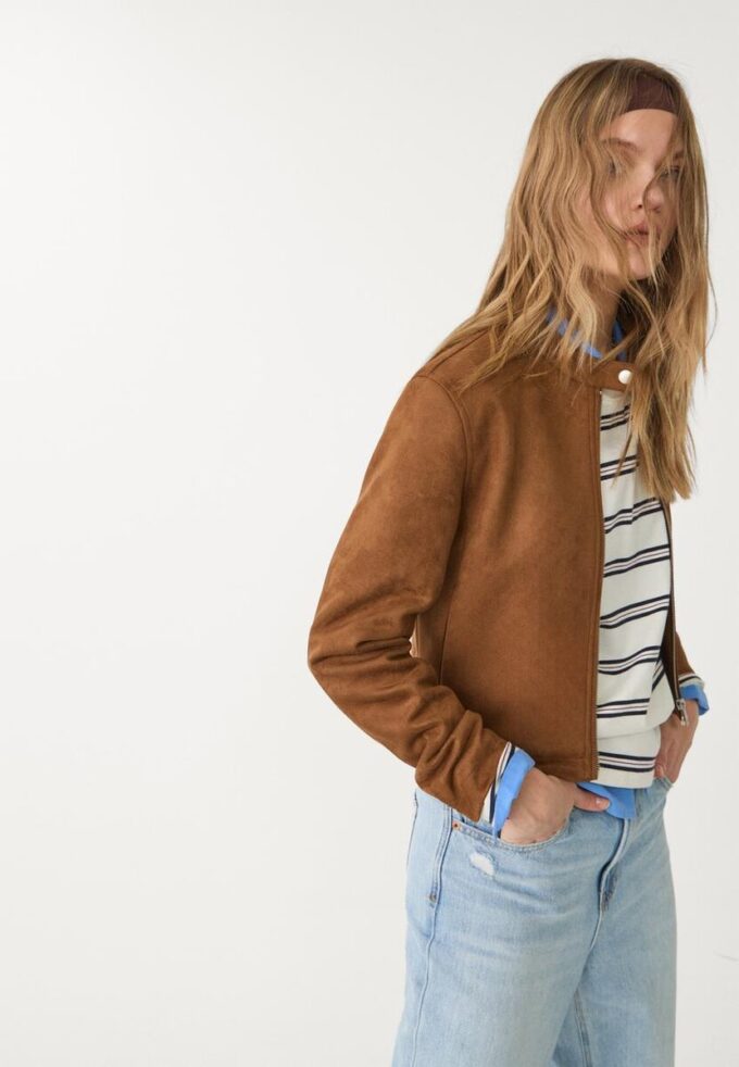 Faux Suede Zip-Up Jacket Faux Suede Zip-Up Jacket