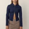Fitted Double Zip Bengaline Denim Shirt