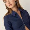 Fitted Double Zip Bengaline Denim Shirt