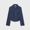 Fitted Double Zip Bengaline Denim Shirt
