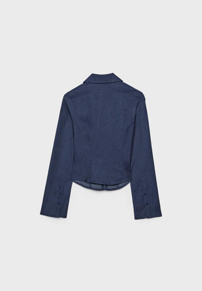 Fitted Double Zip Bengaline Denim Shirt