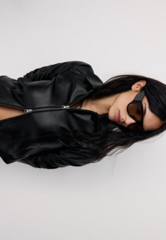 Fitted Leather Effect Jacket