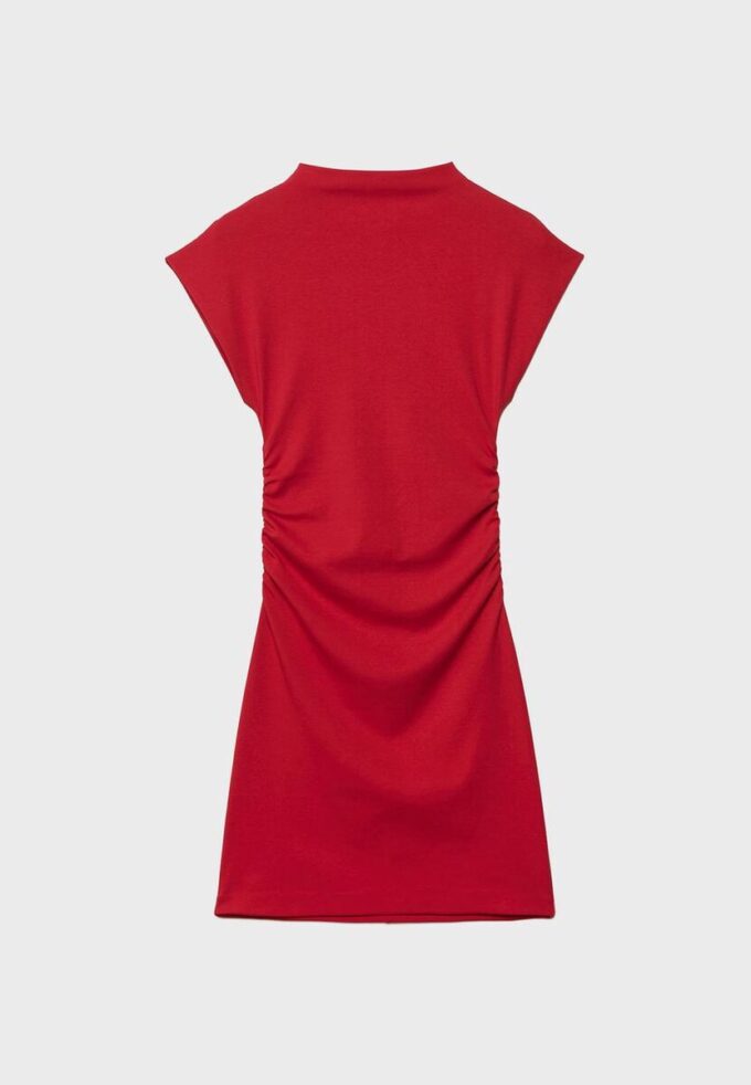 Fitted Short Dress with Ruched Detail Fitted Short Dress with Ruched Detail