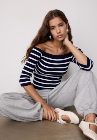 Fitted Striped Knit Jumper