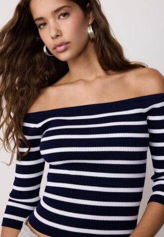 Fitted Striped Knit Jumper