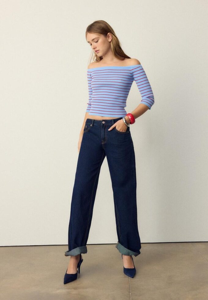 Fitted Striped Knit Jumper