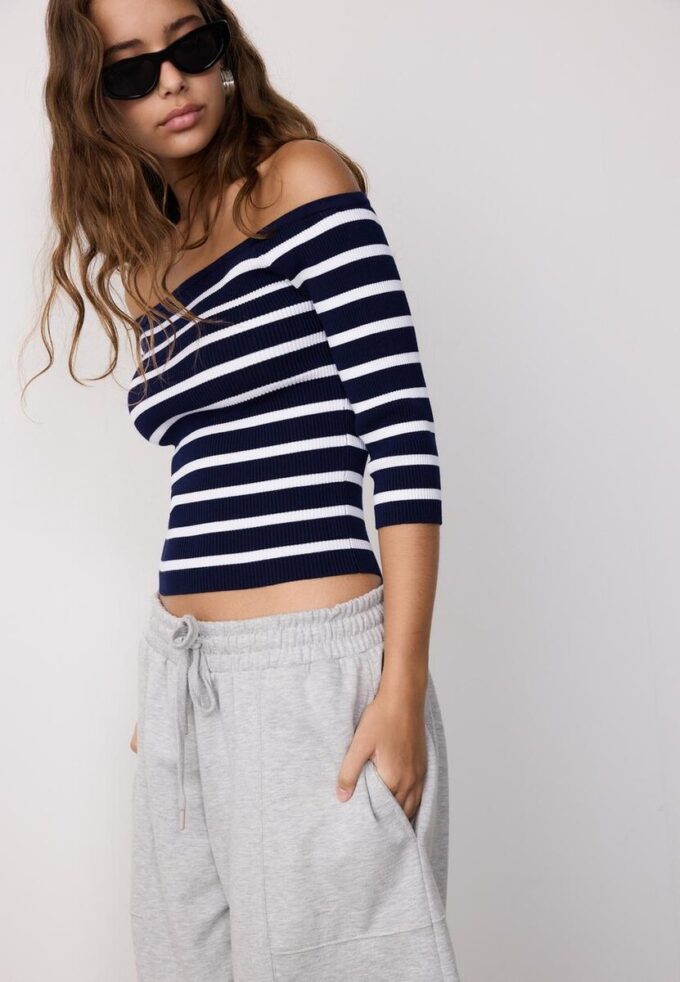 Fitted Striped Knit Jumper