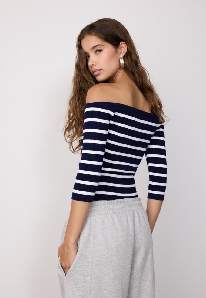 Fitted Striped Knit Jumper