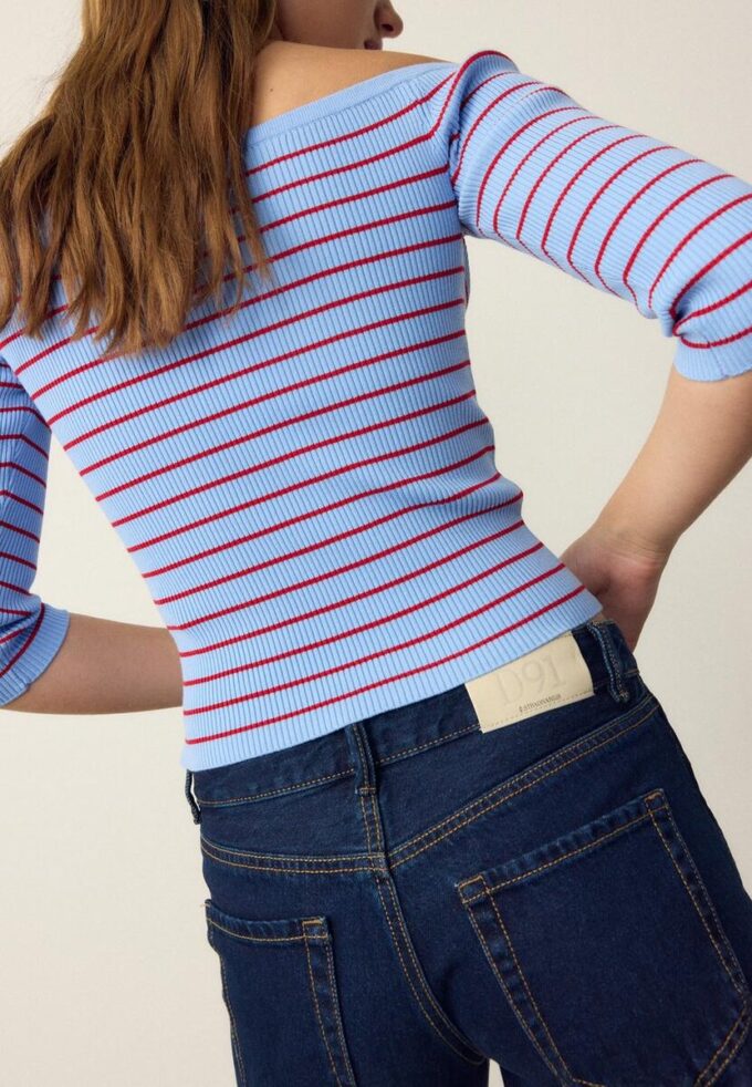 Fitted Striped Knit Jumper