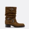Flat Leather Buckle Ankle Boots