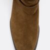 Flat Leather Buckle Ankle Boots