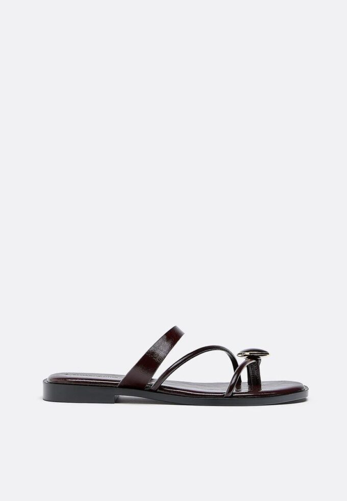 Flat Sandals with Stone Detail