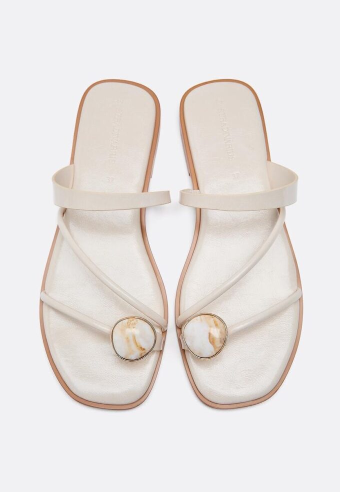 Flat Sandals with Stone Detail
