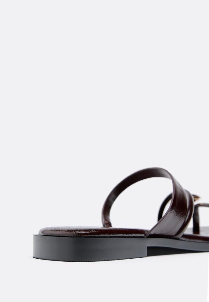 Flat Sandals with Stone Detail