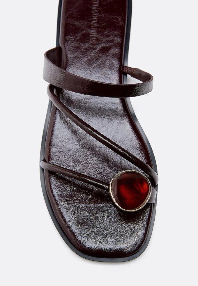 Flat Sandals with Stone Detail