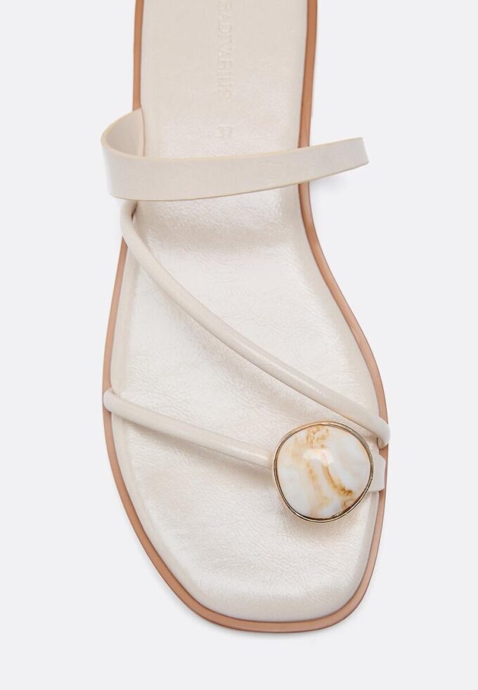 Flat Sandals with Stone Detail