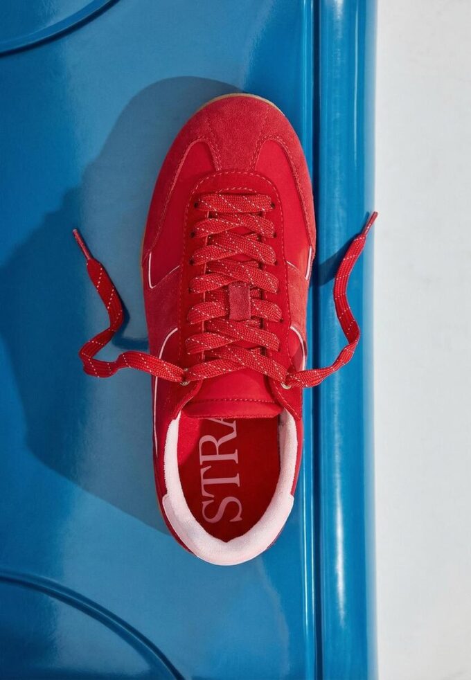 Flat Sole Trainers with Leather Details