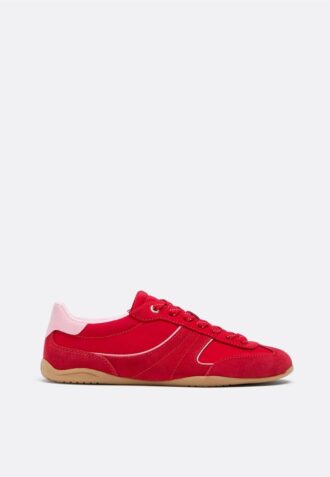 Flat Sole Trainers with Leather Details