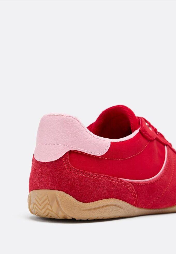Flat Sole Trainers with Leather Details