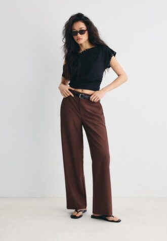 Flowing Straight-Leg Smart Trousers with Belt