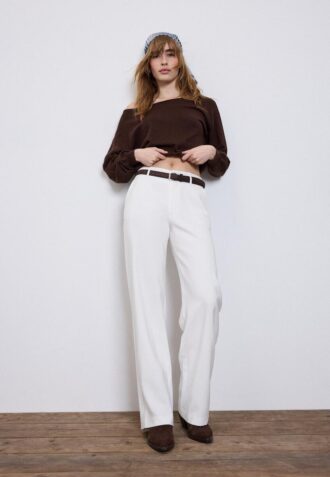 Flowing Straight-Leg Smart Trousers with Belt