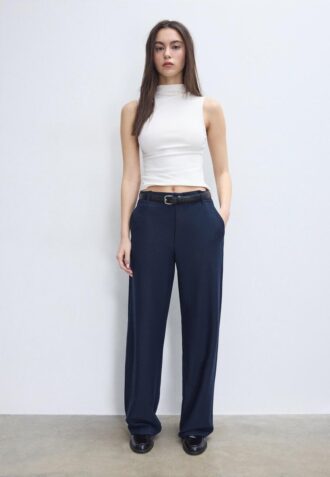 Flowing Straight-Leg Smart Trousers with Belt