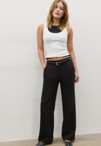 Flowing Straight-Leg Smart Trousers with Belt