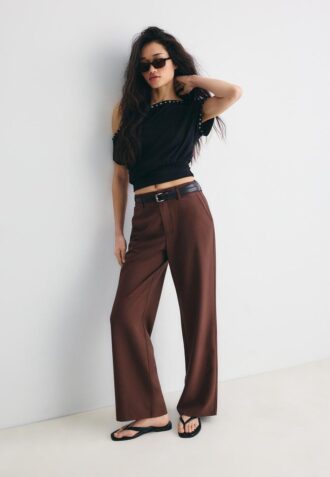 Flowing Straight-Leg Smart Trousers with Belt