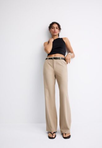 Flowing Straight-Leg Smart Trousers with Belt
