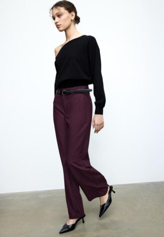 Flowing Straight-Leg Smart Trousers with Belt
