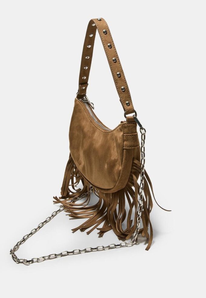 Fringed Moon Shoulder Bag