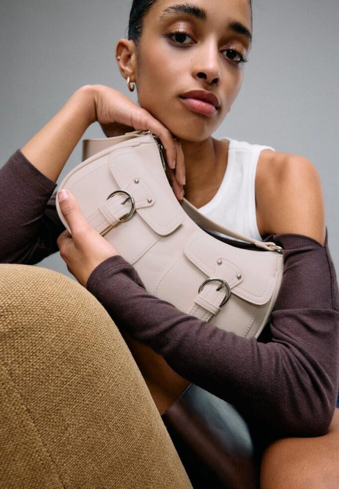 Half-Moon Shoulder Bag with Pockets