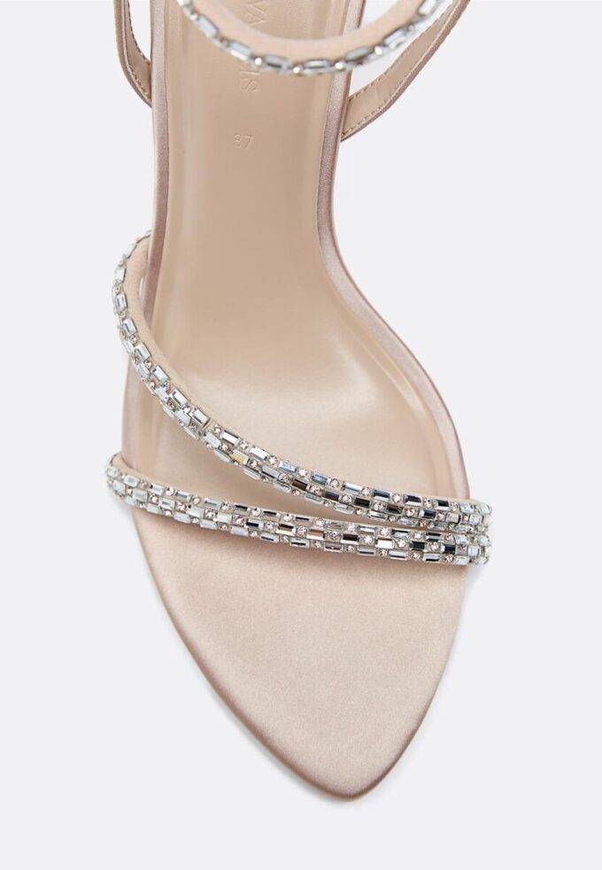 High-Heel Sandals with Rhinestone Detail High-Heel Sandals with Rhinestone Detail