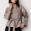 High Neck Leather Effect Trench Coat High Neck Leather Effect Trench Coat