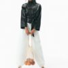 High Neck Leather Effect Trench Coat High Neck Leather Effect Trench Coat