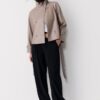 High Neck Leather Effect Trench Coat High Neck Leather Effect Trench Coat