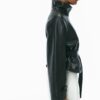 High Neck Leather Effect Trench Coat High Neck Leather Effect Trench Coat